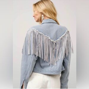 Coming Soon Landman Michelle Randolph Denim Fringe Jacket